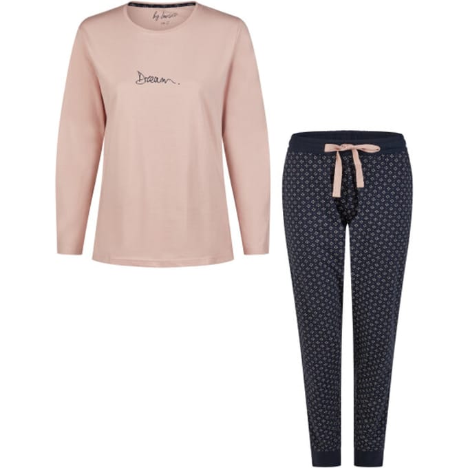 By Louise Essential Dames Pyjama Set Lang Katoen Roze - Maat XXL
