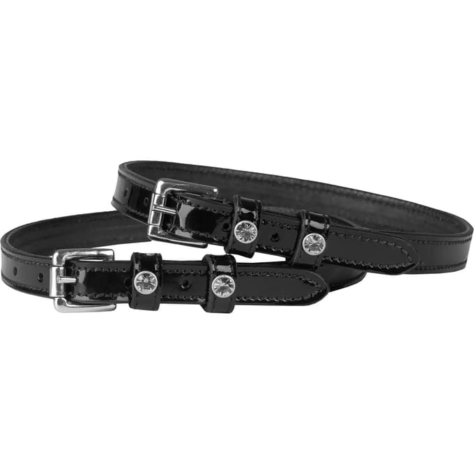 Dubbel leren verniste sporenriem met diamant HORKA (x2)