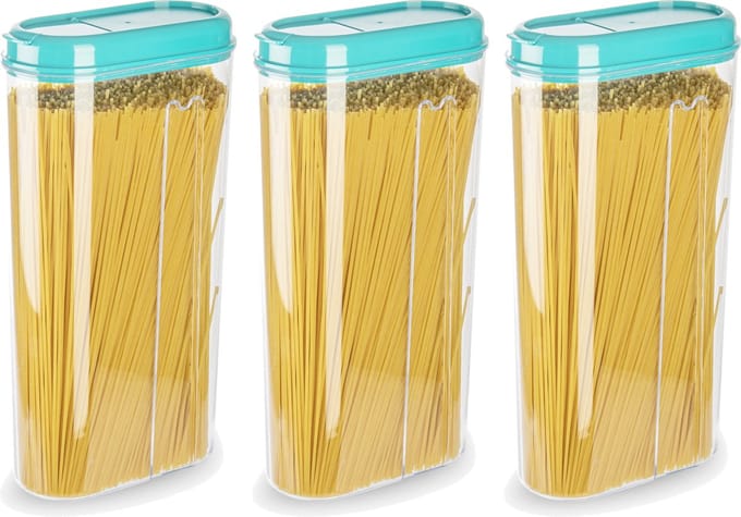 Plasticforte Voedselcontainer strooibus - 3x - blauw - 2350 ml - kunststof - voorraadpotten