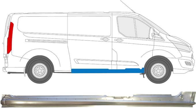 Volledige dorpel schuifdeur voor Ford Transit Custom 2013-2023 / Rechts