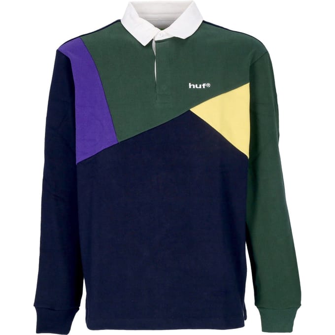 Herenpolo met lange mouwen, gemengd L/s gebreide polo, marineblauw