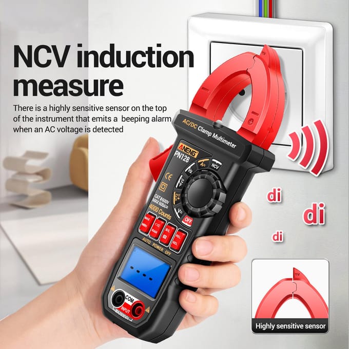ANENG PN128 Stroomtang 4000 Telt 600A ACDC Stroom Ampèremeter Voltmeter Elektrische Tester True RMS rood