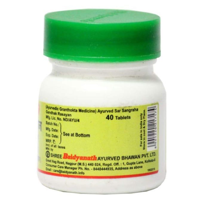 Baidyanath Asli Ayurved Gandhak Rasayan 40 Comprimés Complément Ayurvédique pour Soin de la Peau Unisexe