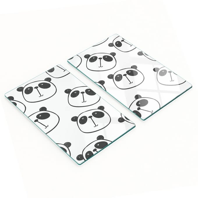 Set van gehard glazen snijplanken met panda-afbeeldingen, 2x30x52 cm