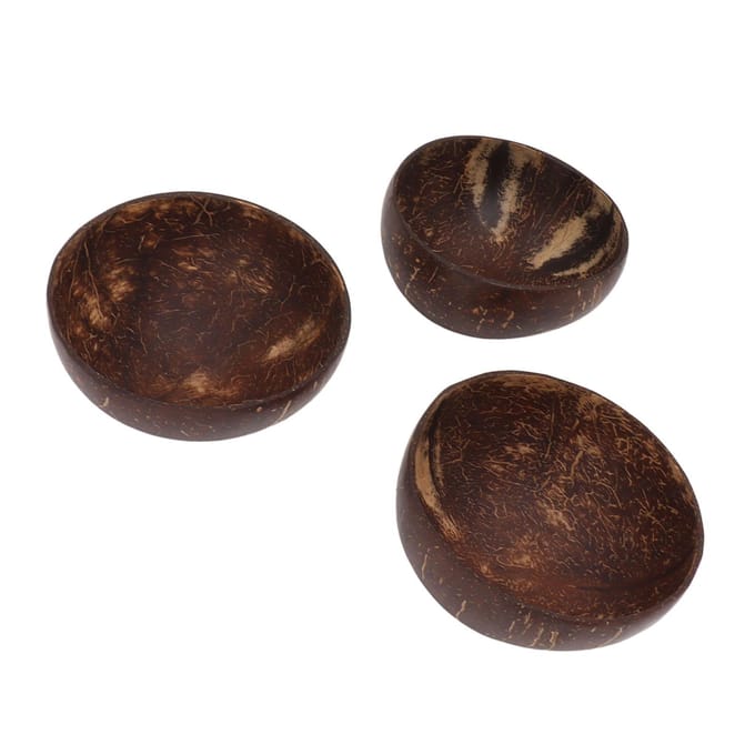 Kokosnoot Kom Set Lekvrij Herbruikbaar Handgepolijste Kokosnootschaal Kommen voor Rijst Dessert Salade L black