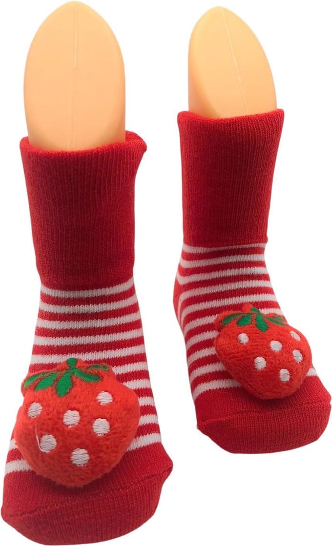 Baby Sokjes, Aardbei, Rood, Fruit, Babyshower sokken, One Size