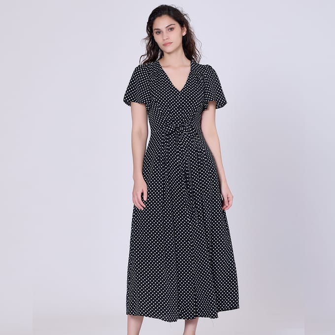 Polka stip flard shirt-jurk