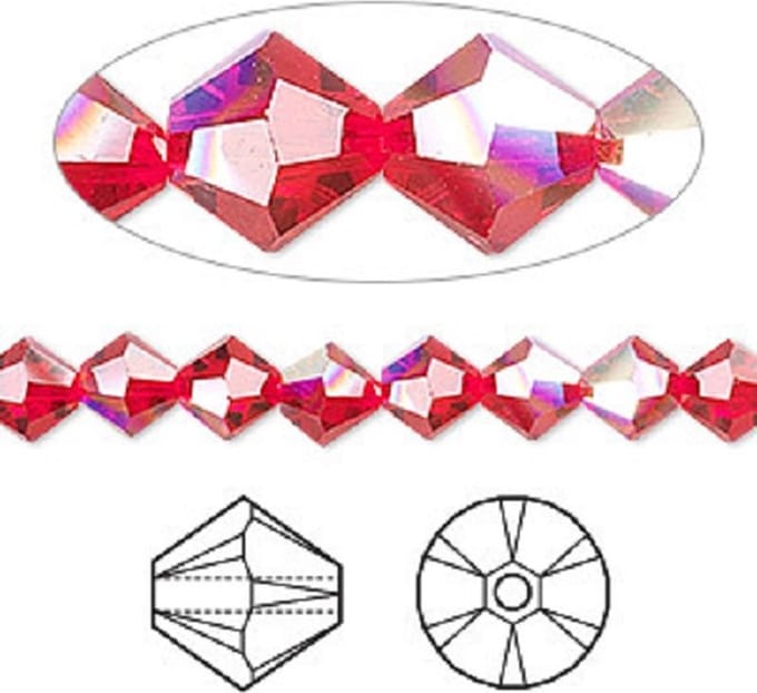 Swarovski Elements, 36 stuks Xilion Bicone kralen, (5328), 6mm, light siam AB