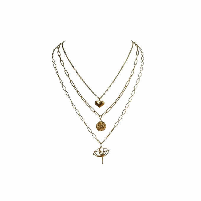 FlowJewels - set - kettingen - layering - stainless steel - goud kleurig
