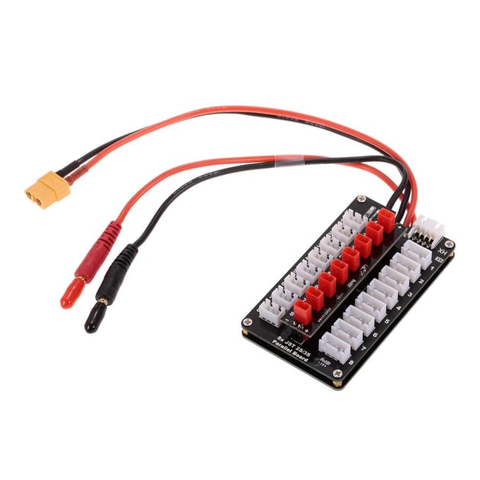 G.T.POWER 8X JST-stekker 2S/3S Lipo Batterij Parallel Laadbord voor zwart