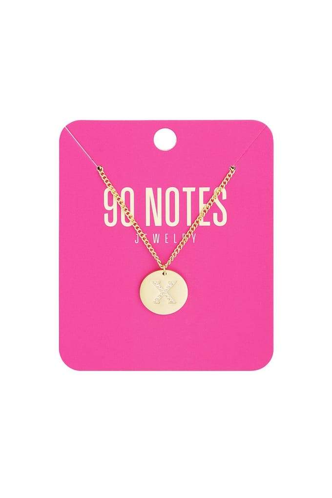 90 NOTES - Initial Strass Ketting - Letter X - goudkleurig
