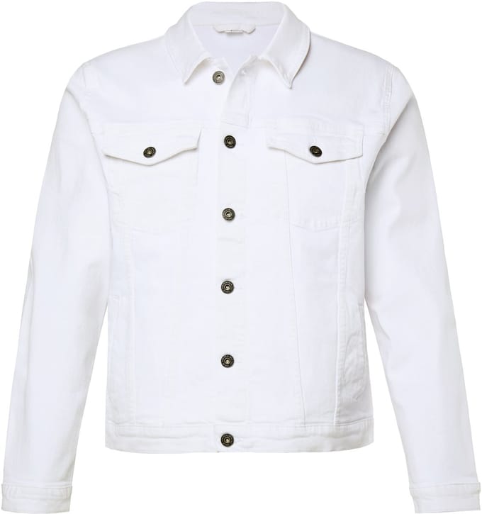 JP 1880 - Heren - Denim jasje 4 zakken knoopsluiting - Wit denim - Maat 4XL