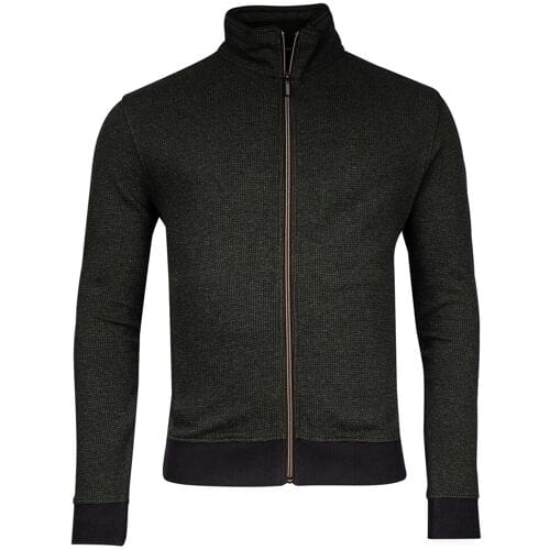 Baileys Vest 2-Tone Jacquard Doubleface Interlock Sweat Cardigan Zip Donker Groen / male