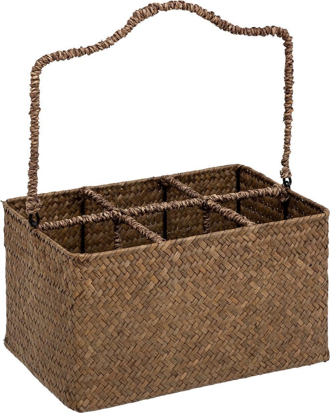 Atmosphera Flessenhouder Mand 6x75cl - The Floral Collection - Bruin