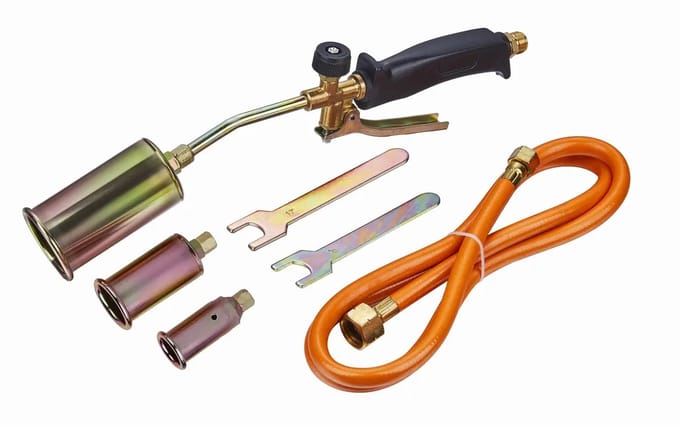 Dakbrander Gasbrander Set BASIC – 3 Opzetstukken – Propaan/Butaan – Inclusief 1,5 m Slang