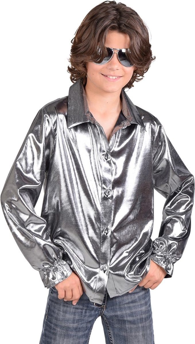 Magic Design Verkleedblouse Junior Polyester/folie Zilver Mt 164
