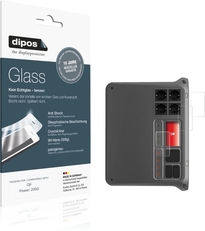 dipos – 2x Pantserfolie geschikt voor DJI Power 2000 | 9H Screenprotector