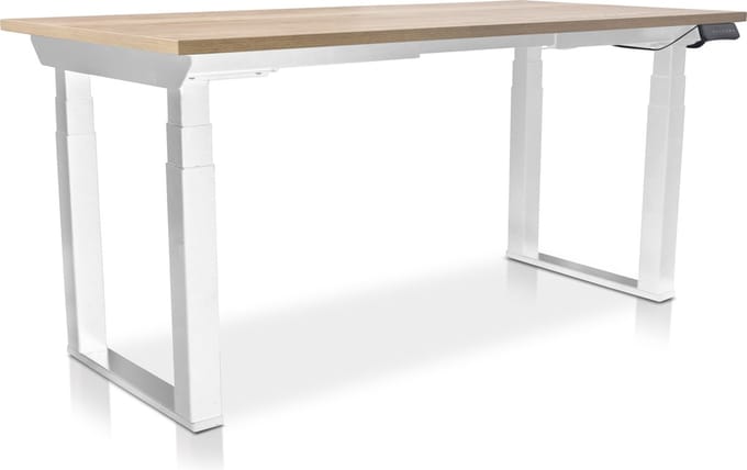 Zit-sta bureau elektrisch verstelbaar - MRC PRO SOLID NEN-EN 527 | 140 x 80 cm | Frame wit - blad robuust eiken | memory functie met USB | 200kg draagvermogen