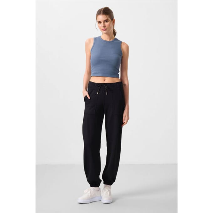 Mid Waist Crepe Relaxed Broek met Zak