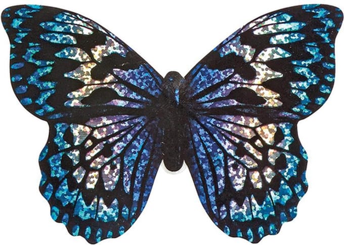 Mini-vlieger Vlinder Glitters Blauw/Wit - 10x7cm
