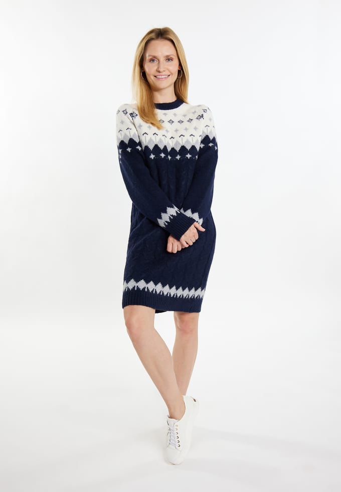 usha Gebreide jurk Dames Navy Veelkleurig