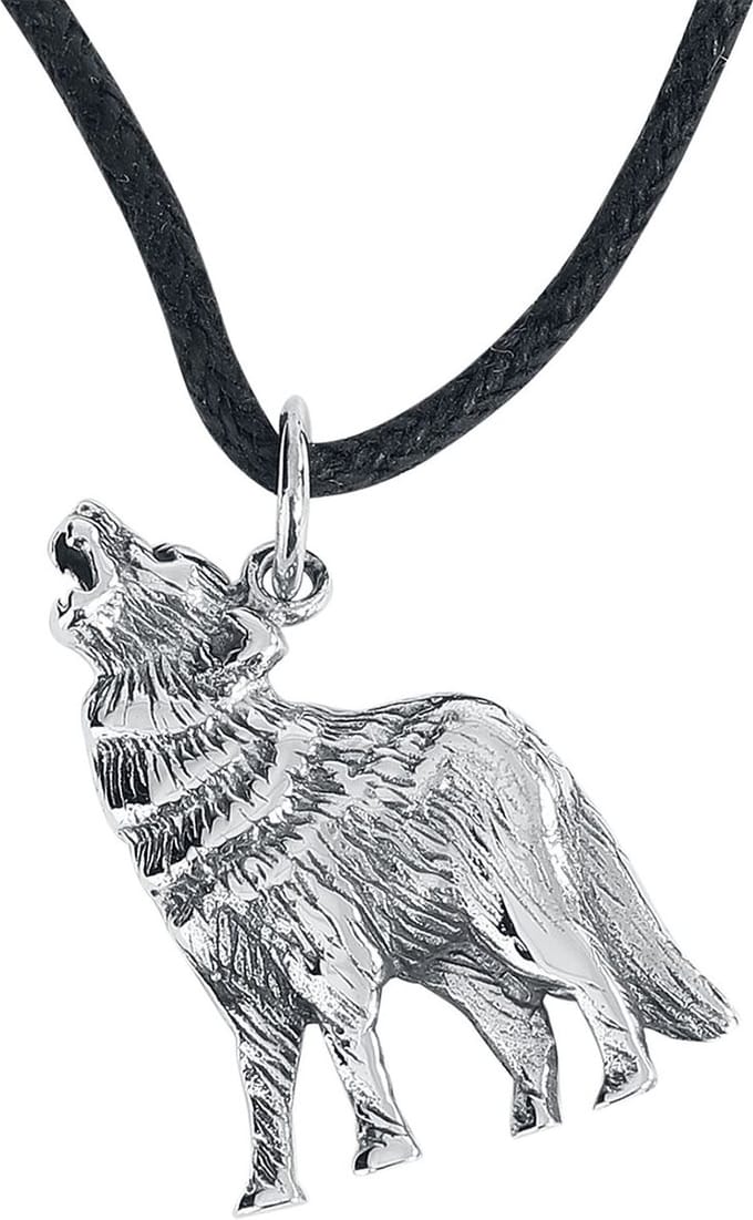 Zilveren hanger huilende wolf (K4021)