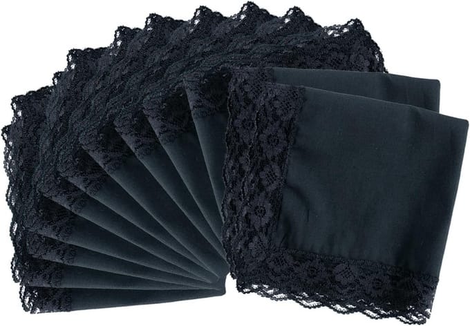 Dames zakdoeken met kant - 100% katoen, stijlvol en elegant