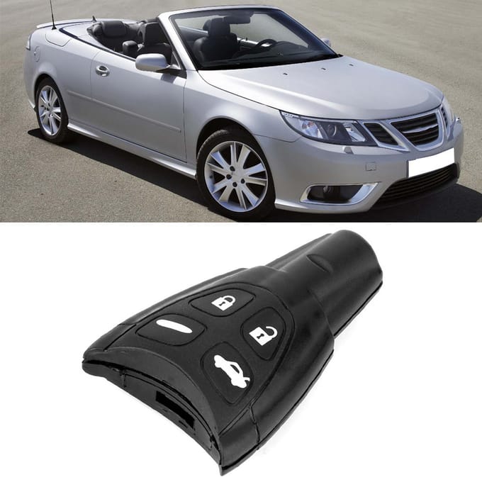 Coque de clé de voiture 4 boutons, accessoire de remplacement pour Saab 93-95 black