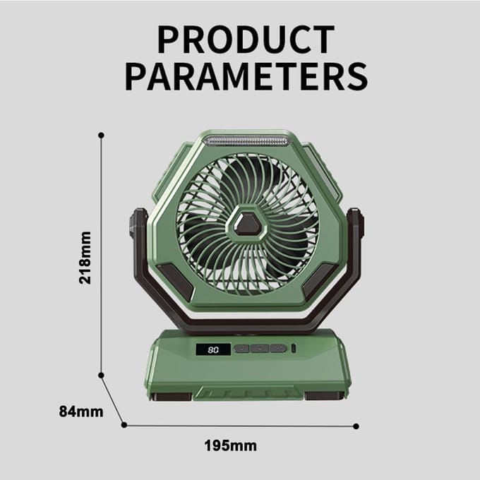 Multifunctionele Campingventilator met LED-licht 6 inch USB Batterijgevoede Ventilator Plafond Tentlicht met Type 2 groen