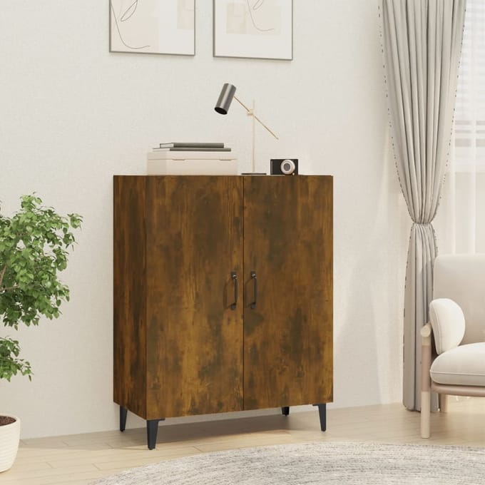 vidaXL - Dressoir - 70x34x90 - cm - bewerkt - hout - gerookt - eikenkleurig