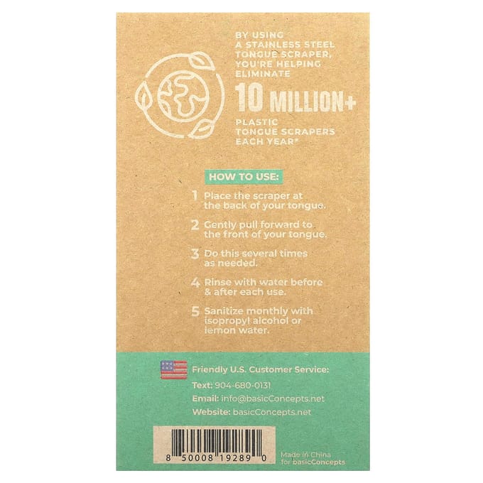 basicConcepts, Gratte-langue en acier inoxydable, lot de 2 beige