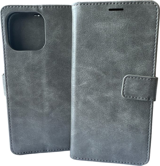 Portemonnee Book Case Hoesje Geschikt voor: iPhone 14  Pro Max -  Grijs
