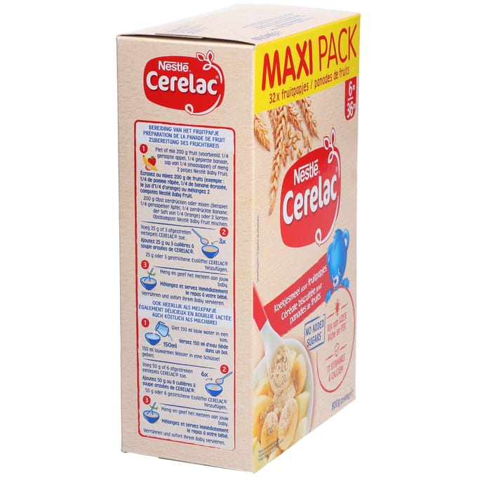 Nestle Cerelac Granen Biscuitkruimeltjes Baby 4+ Maanden Maxi Pack 800g