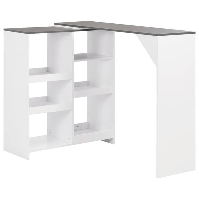 vidaXL - Bartafel - met - verplaatsbaar - schap - 138x39x110 - cm - wit