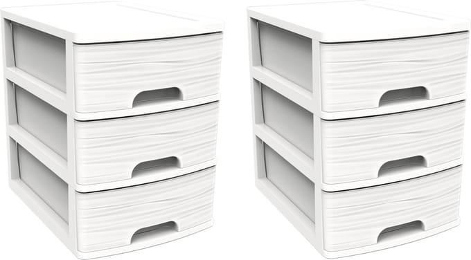 EDA Ladeblok/bureau organizer A5 - wit - 2x lades - stapelbaar - L27 x B36 x H35 cm - Ladenblokken