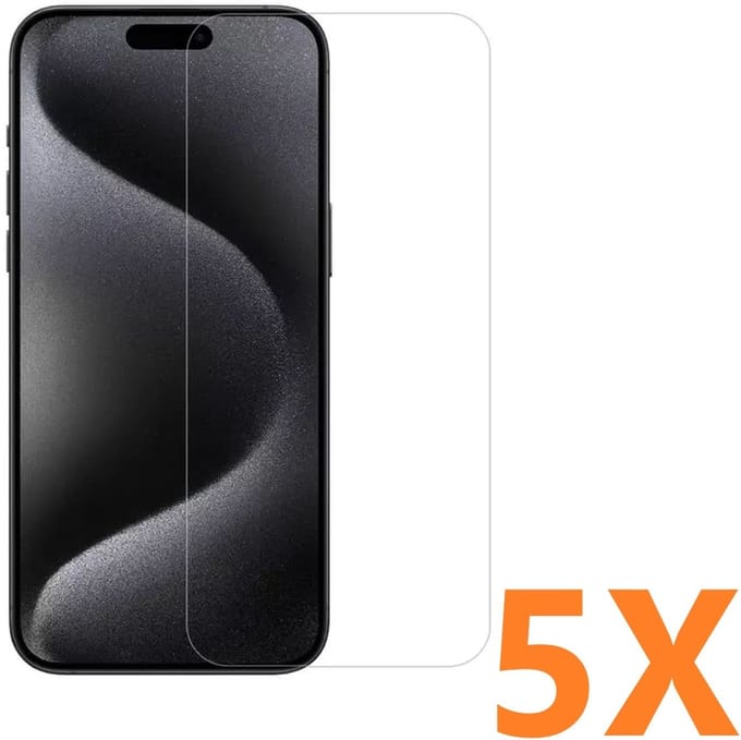 Screenprotector Glas - Tempered Glass Screen Protector- 5x Geschikt voor: Apple iPhone 16 Pro Max