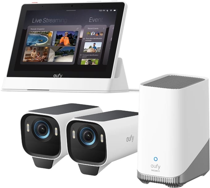 eufy Security eufyCam S3 Pro MaxColor Vision 4K 2-Cam Set inclusief Homebase 3 + Smart Display E10 - Bundelvoordeel