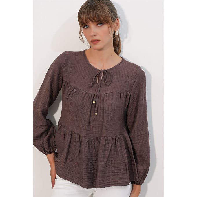 Gestreepte Blouse met Knoopsluiting