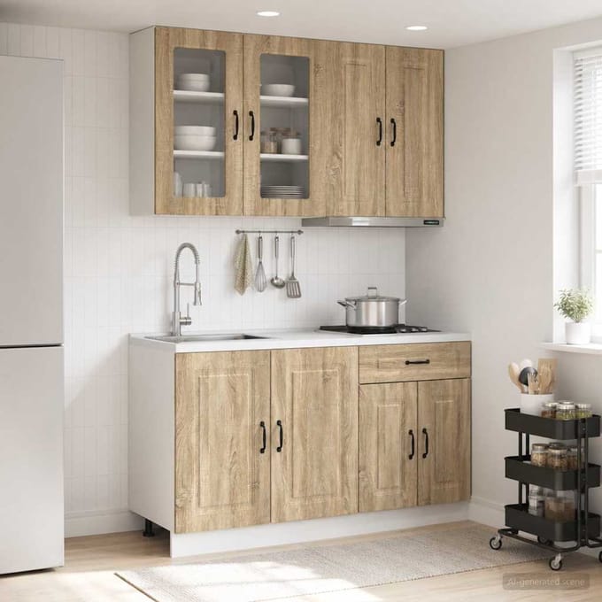 vidaXL - Keukenblok - KALMAR - 4 - st - Sonoma - Eiken - Bewerkt - hout