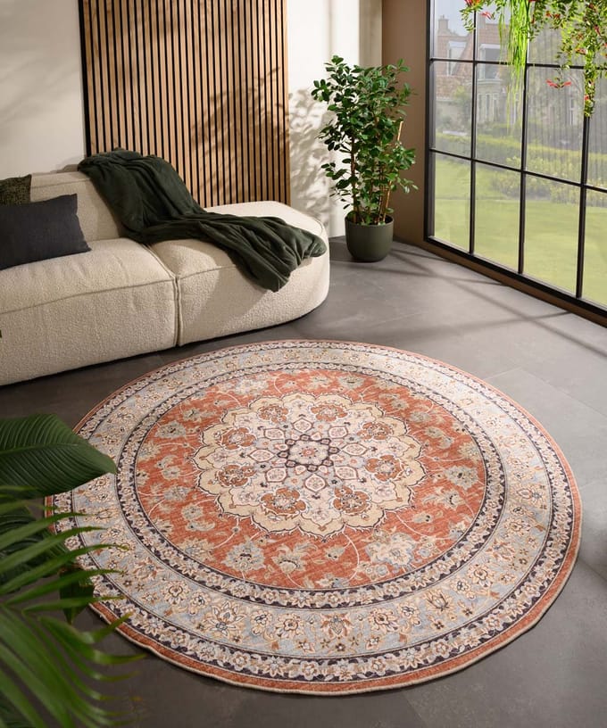 Rond vintage buitenkleed - Valenca Nova terracotta 230