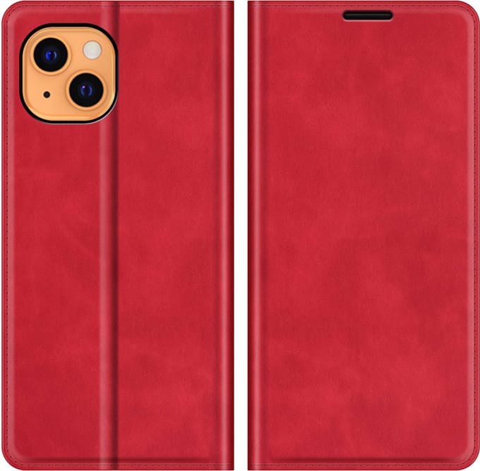 MobyDefend Hoesje - Geschikt voor iPhone 13 - Luxe Wallet Bookcase (Magnetische Sluiting) - Rood