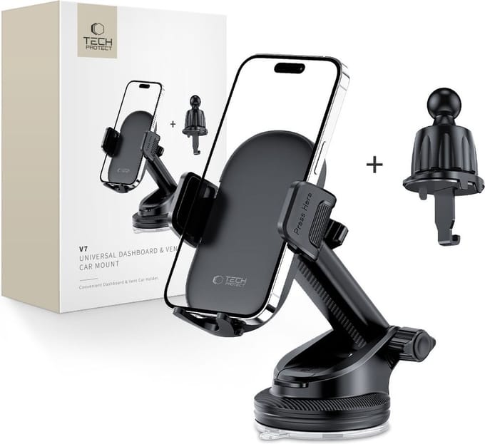Tech-Protect V7 Car Cockpit / Air Vent Phone Holder - Black