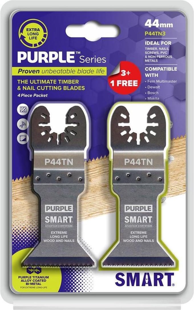 SMART Blades Purple Multitool Zaagblad Bi-metaal - 44x52mm - 3+1 stuks