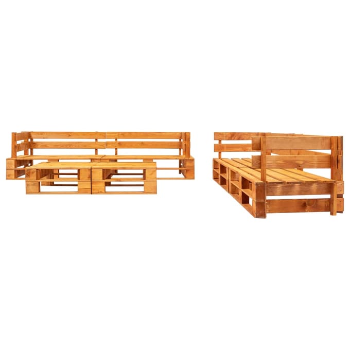 vidaXL - 6-delige - Loungeset - pallet - hout - honingbruin
