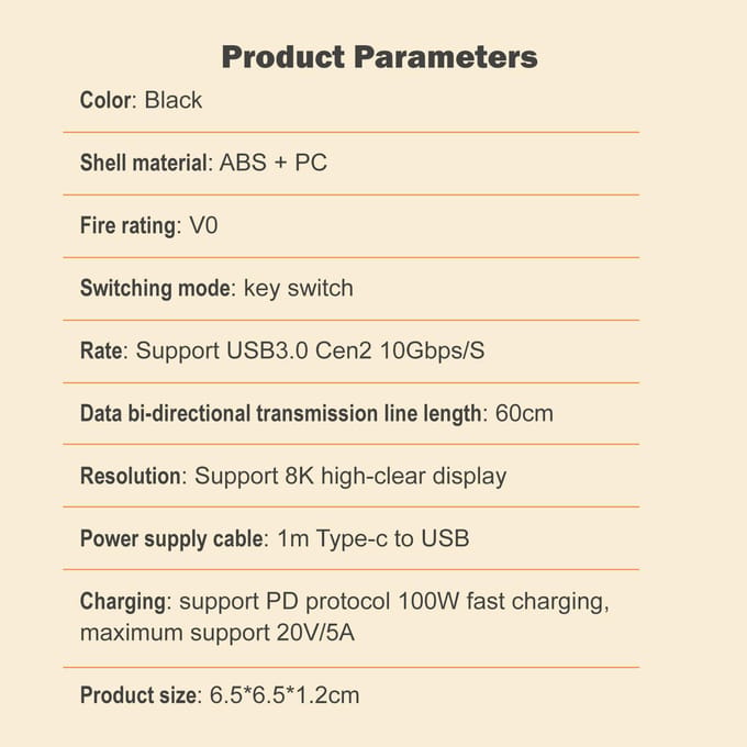 USB-C bidirectionele switcher USB C-switcher 2 computers USB C KVM-switch 8K@60Hz Ondersteuning HDR 10Gbps zwart
