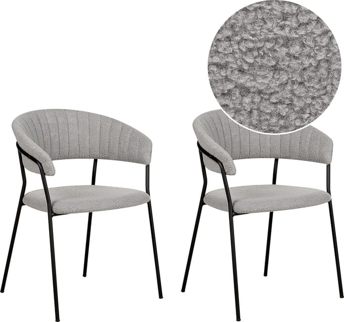 MARIPOSA - Eetkamerstoel set van 2 - Grijs - Fluweel