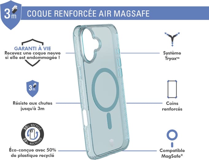 Force Case, Hoesje geschikt voor iPhone 16 - MagSafe AIR Versterkt Tryax System 3m, Groen