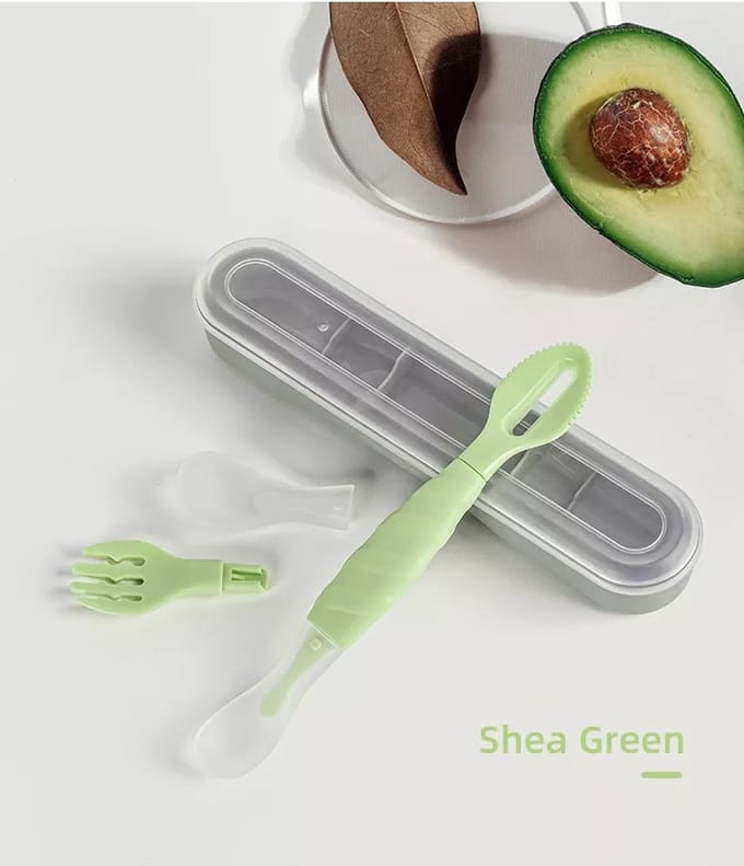 Multifunctioneel Vork & lepel - Bestek baby en kind- Oefenbestek - groen