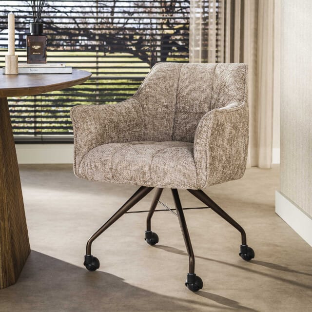 Hoyz Collection - Eetkamerstoel Raster - Beige - 67x62x82 cm - Set van 2
