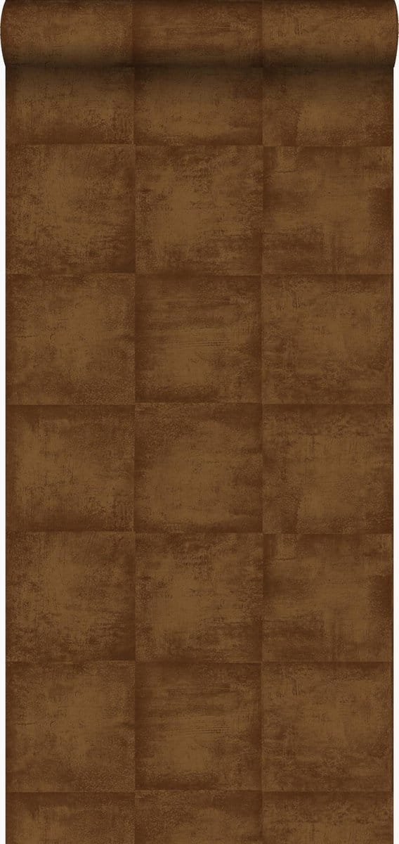 Origin Wallcoverings behang effen glanzend koper bruin - 53 cm x 10.05 m - 326312